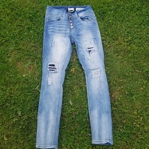 Indigo Rein High Rise Skinny Anklet Distressed